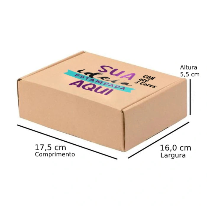 Caixa Parda (P) Personalizada Alta Qualidade (17,5x16,0 x5,5cm)